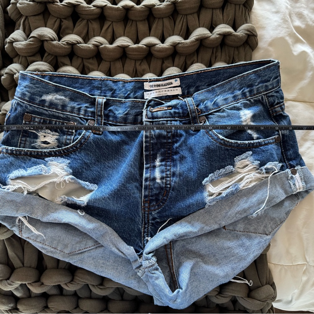 One Teaspoon Blue Distressed Jean Shorts